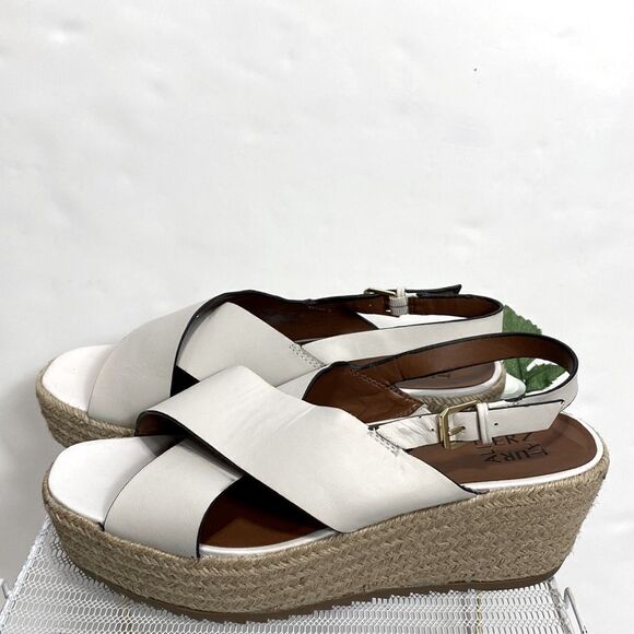 Naturalizer White Slingback Espadrille Sandals A Cross-band Wedges size 12 Wide - Picture 7 of 14